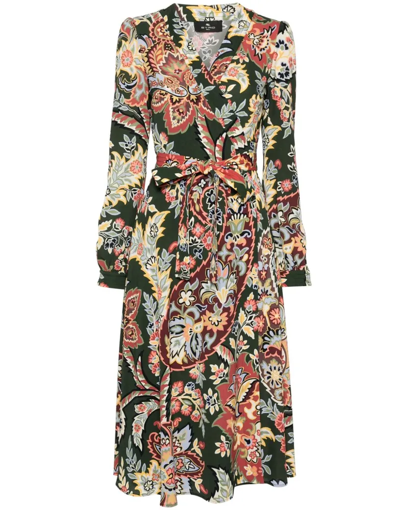 Etro Florales Krepp-Midikleid - Grün Grün