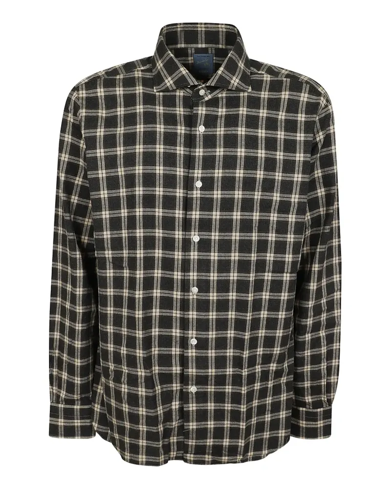 BARBA check-print long-sleeve shirt - Schwarz Schwarz