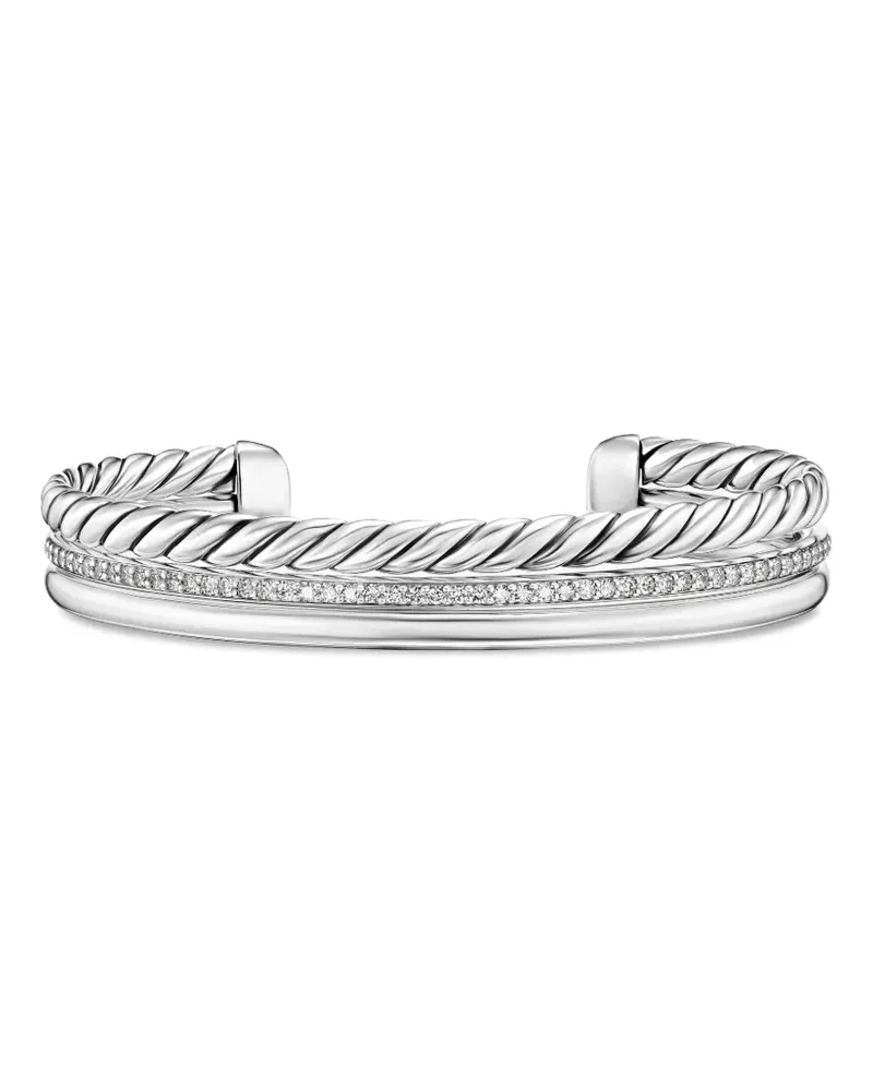 David Yurman DY Mercer® Three Row Armreif aus Sterlingsilber mit Diamanten Silber