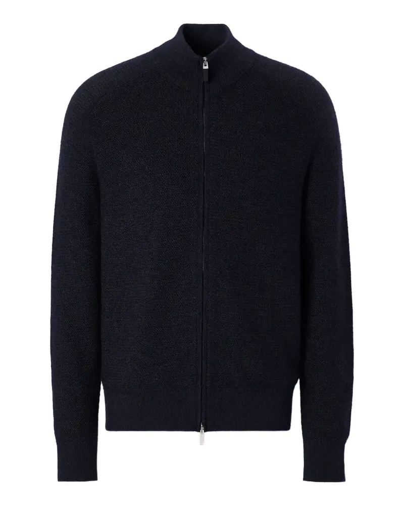 Ermenegildo Zegna Marineblaue Cashset-Strickjacke mit Reißverschluss Blau