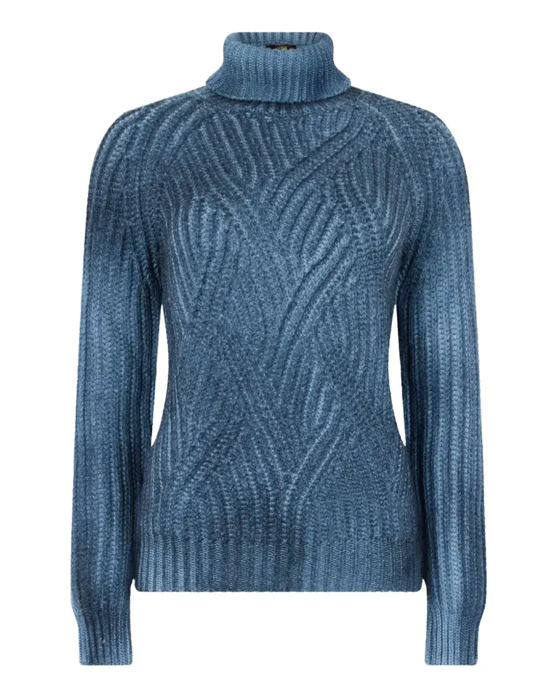 MOORER Blimal-Tc Rollkragenpullover mit Zopfmuster - Blau Blau