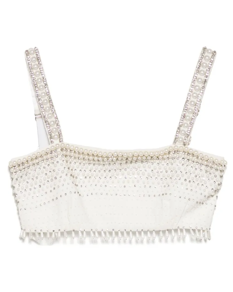 Elisabetta Franchi Cropped-Weste mit Perlenbesatz - Weiß Weiß