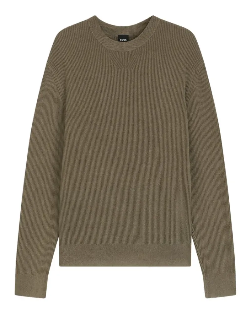 HUGO BOSS Gerippter Pullover - Braun Braun