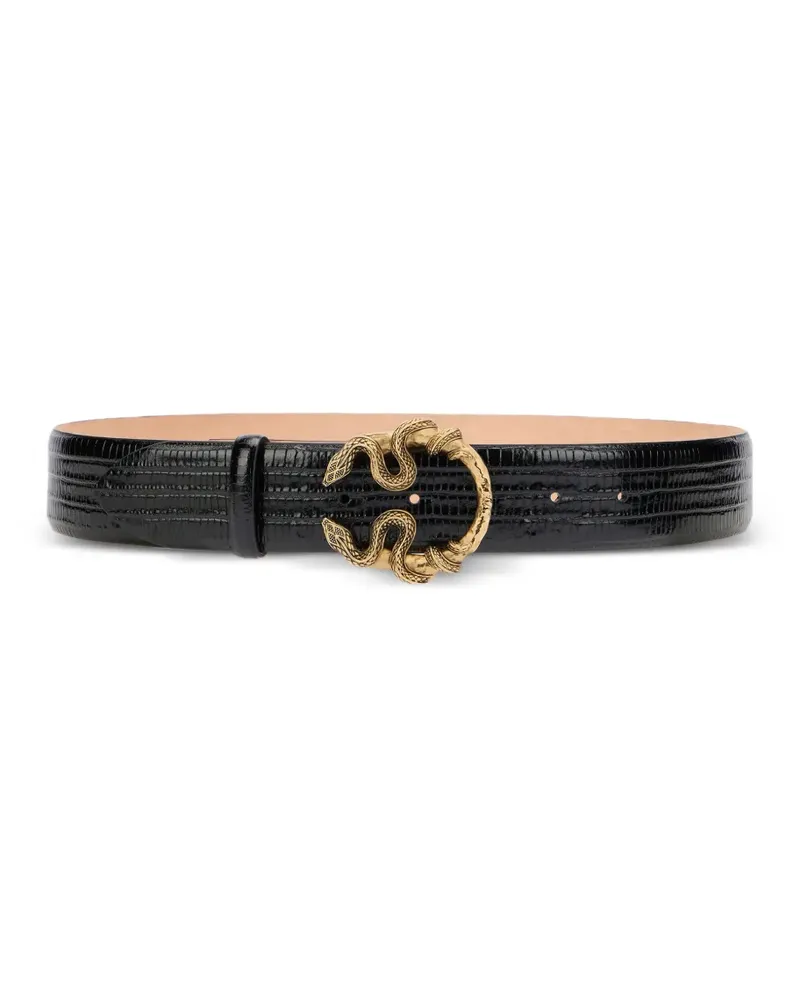 Roberto Cavalli Serpentine buckle leather belt - Schwarz Schwarz