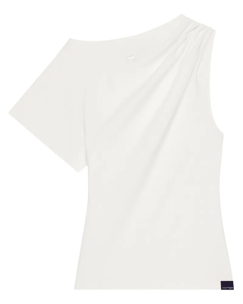 Courrèges Drapiertes T-Shirt - Weiß Weiß