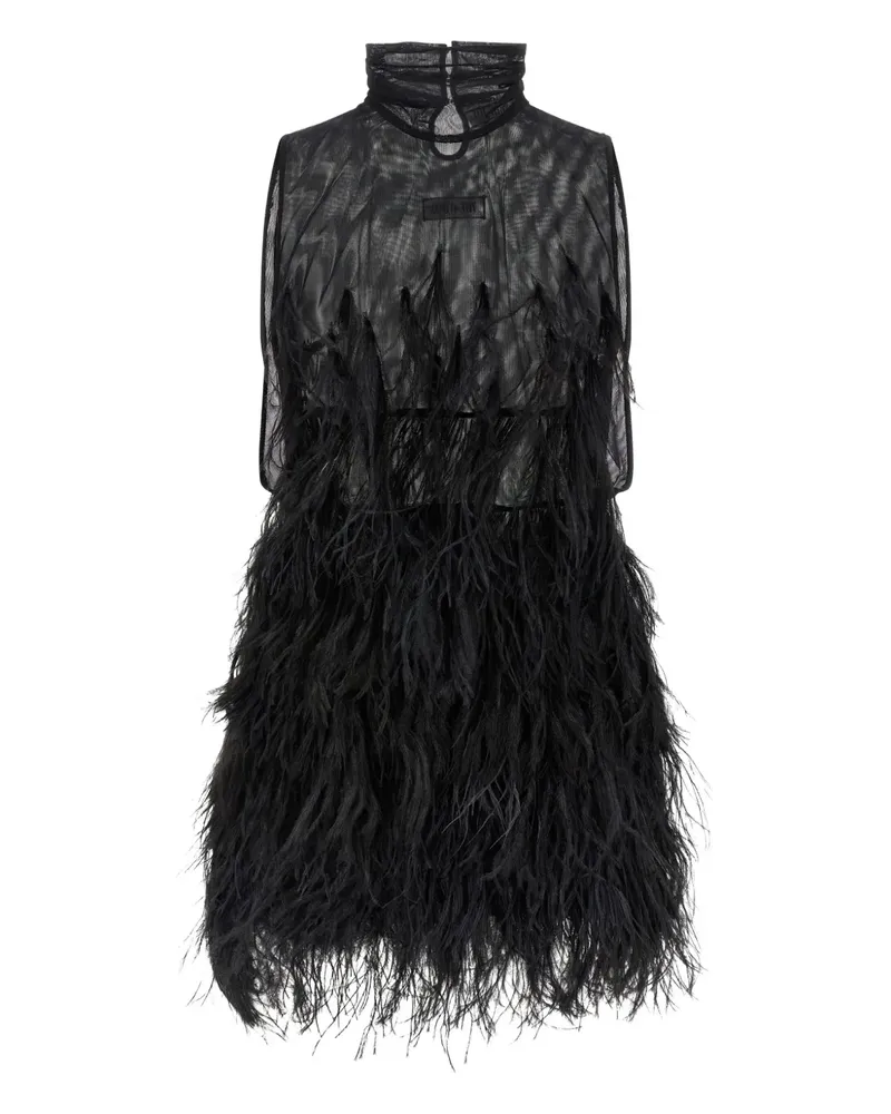 ATTICO Minikleid mit Federrock - Schwarz Schwarz