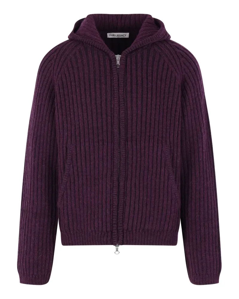 Our Legacy ribbed hooded knit cardigan - Violett Violett
