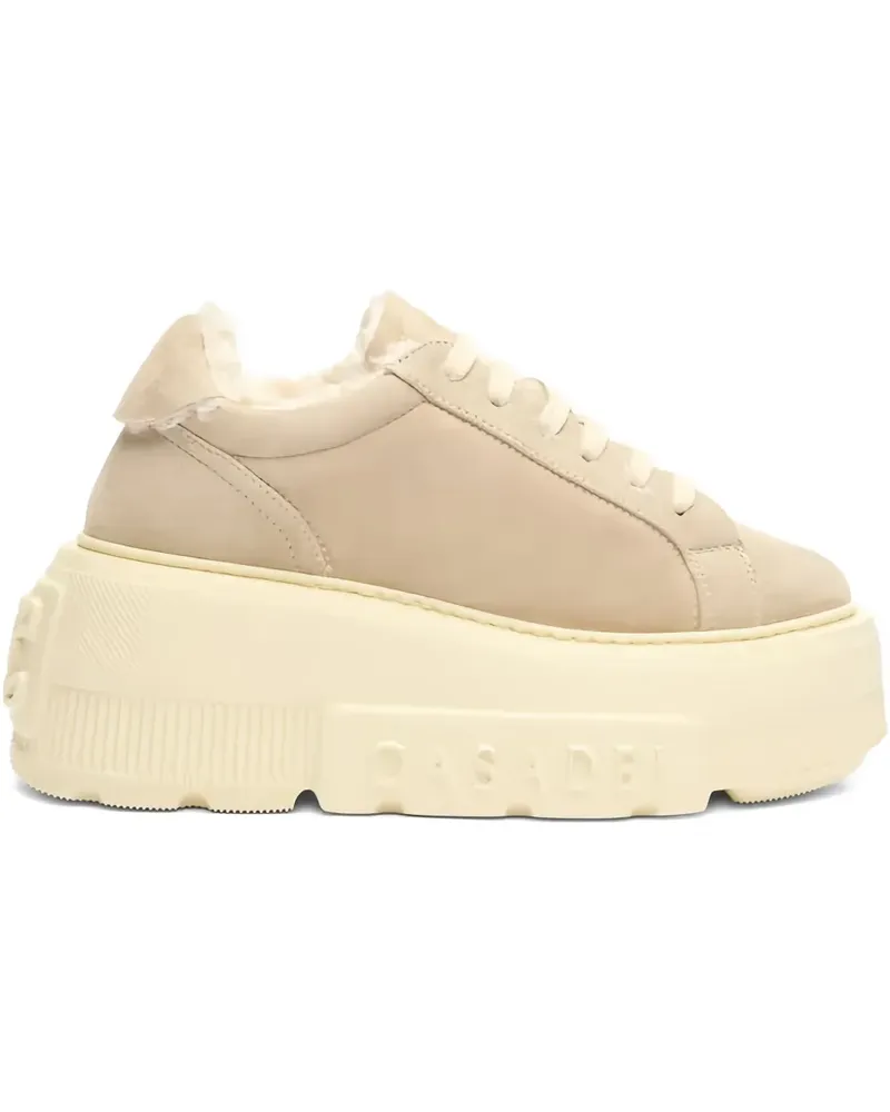 Casadei Alpsenales Nexus Plateau-Sneakers aus Shearling - Nude Nude