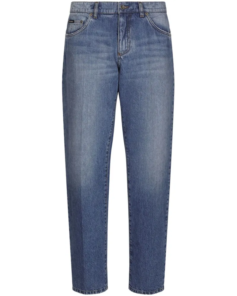 Dolce & Gabbana Halbhohe Straight-Leg-Jeans - Blau Blau