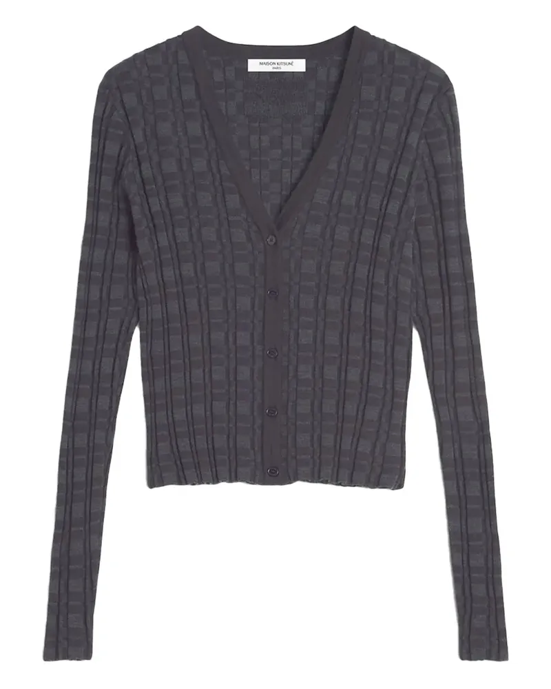 Kitsuné Gemusterte Strickweste mit V-Ausschnitt - Blau Blau