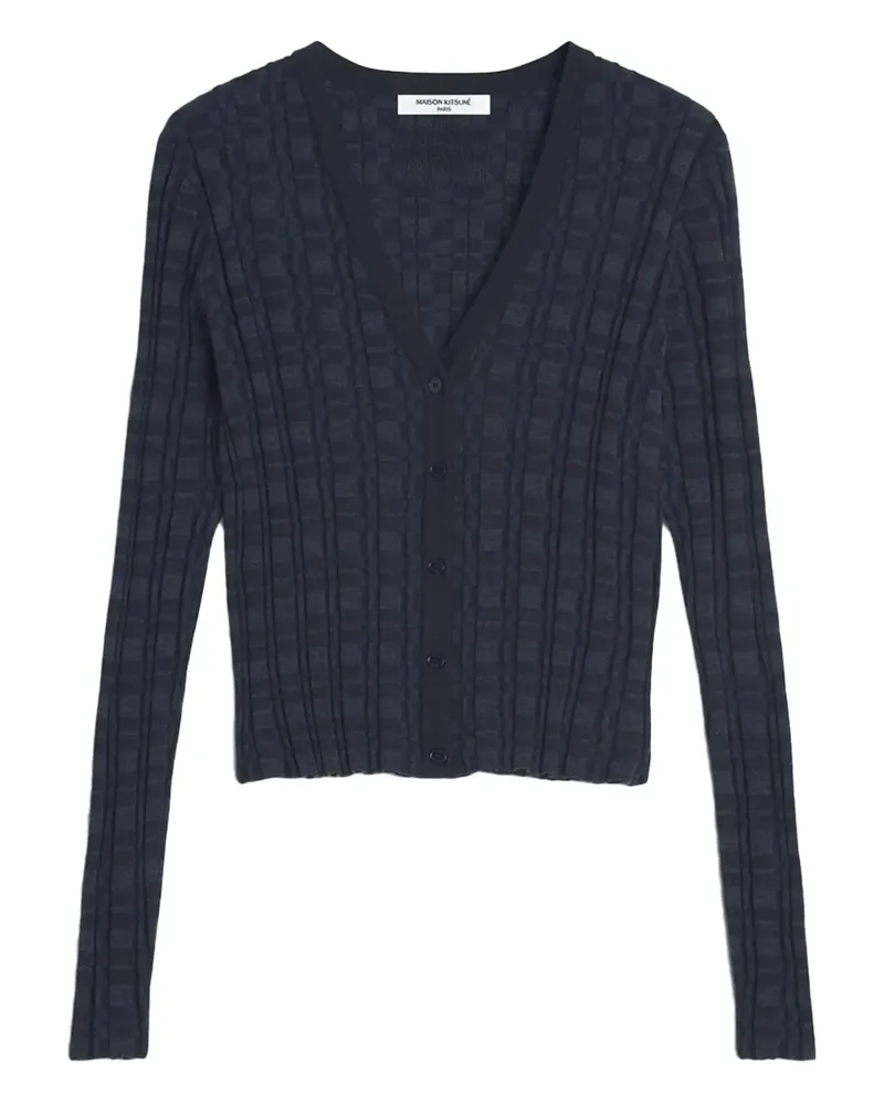 Kitsuné patterned V-neck knitwear - Blau Blau