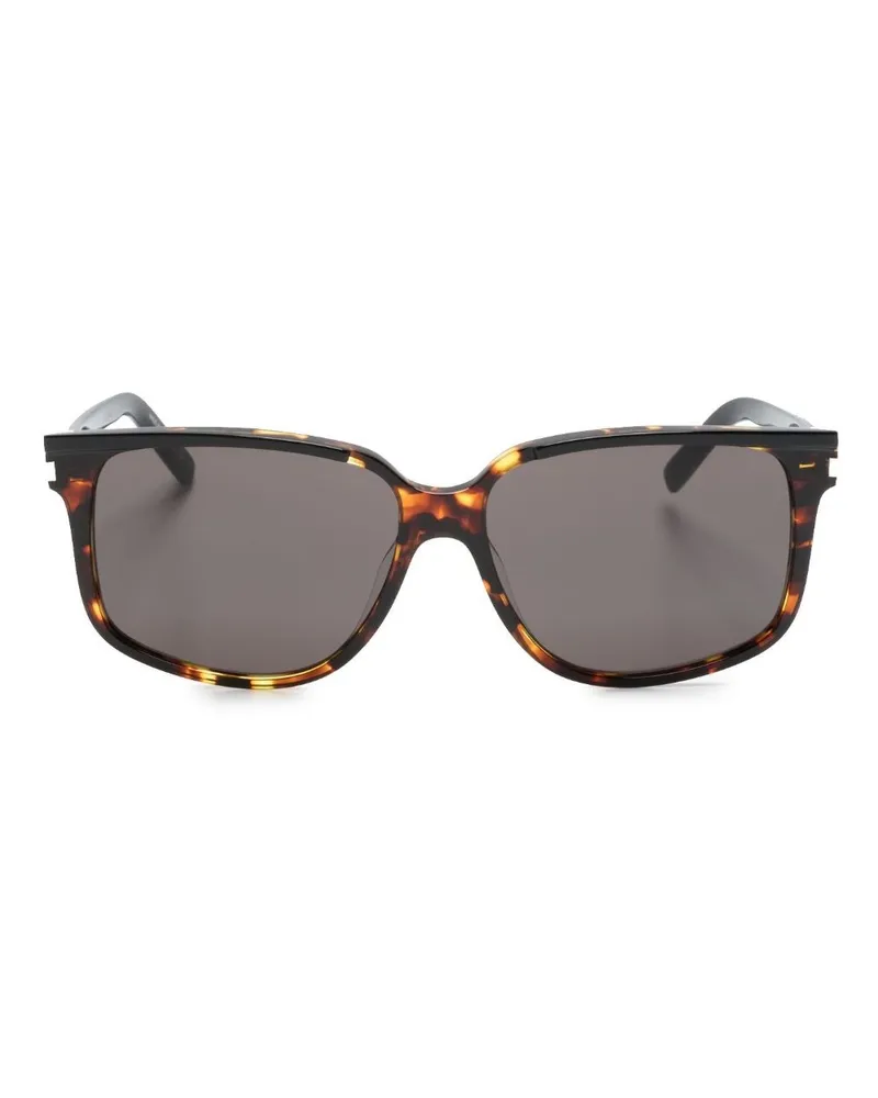 Saint Laurent Eckige Sonnenbrille in Schildpattoptik - Schwarz Schwarz
