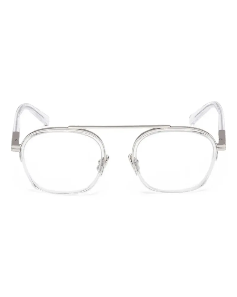Ermenegildo Zegna Brille mit geometrischem Gestell - Silber Silber