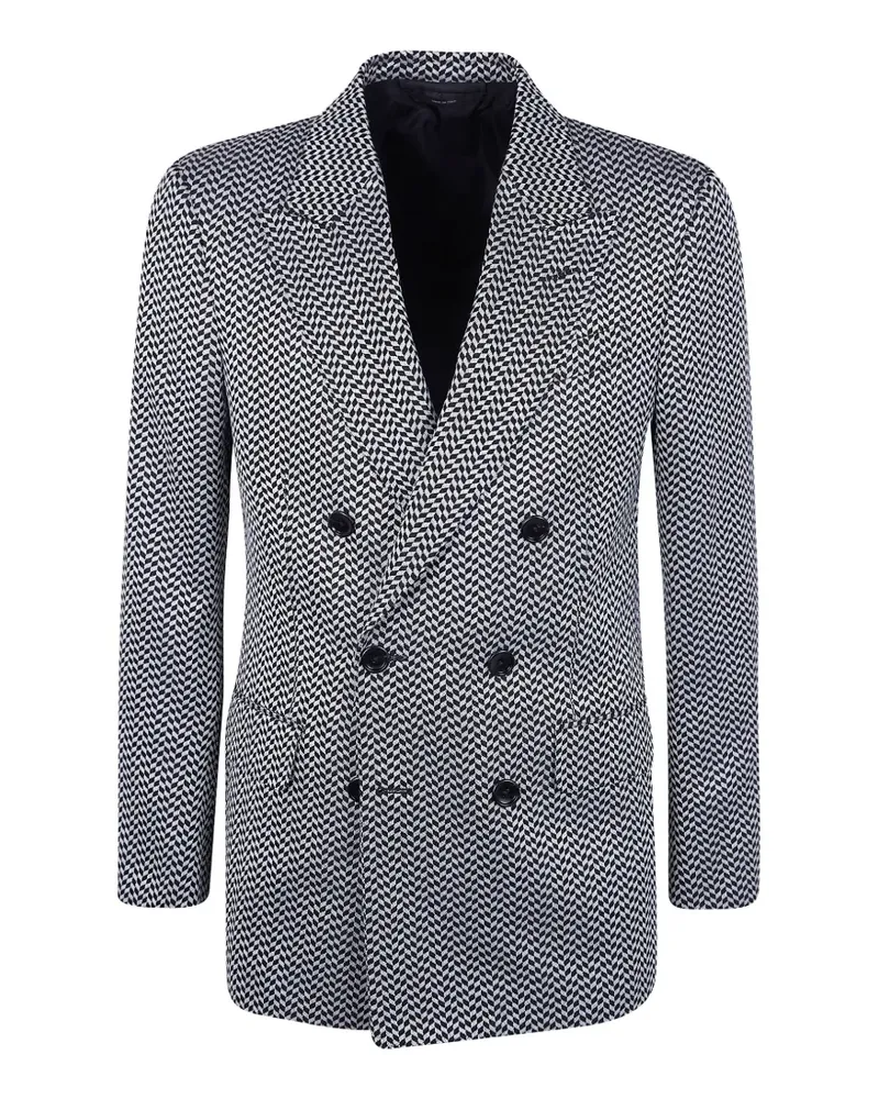 Tom Ford herringbone double-breasted jacket - Schwarz Schwarz