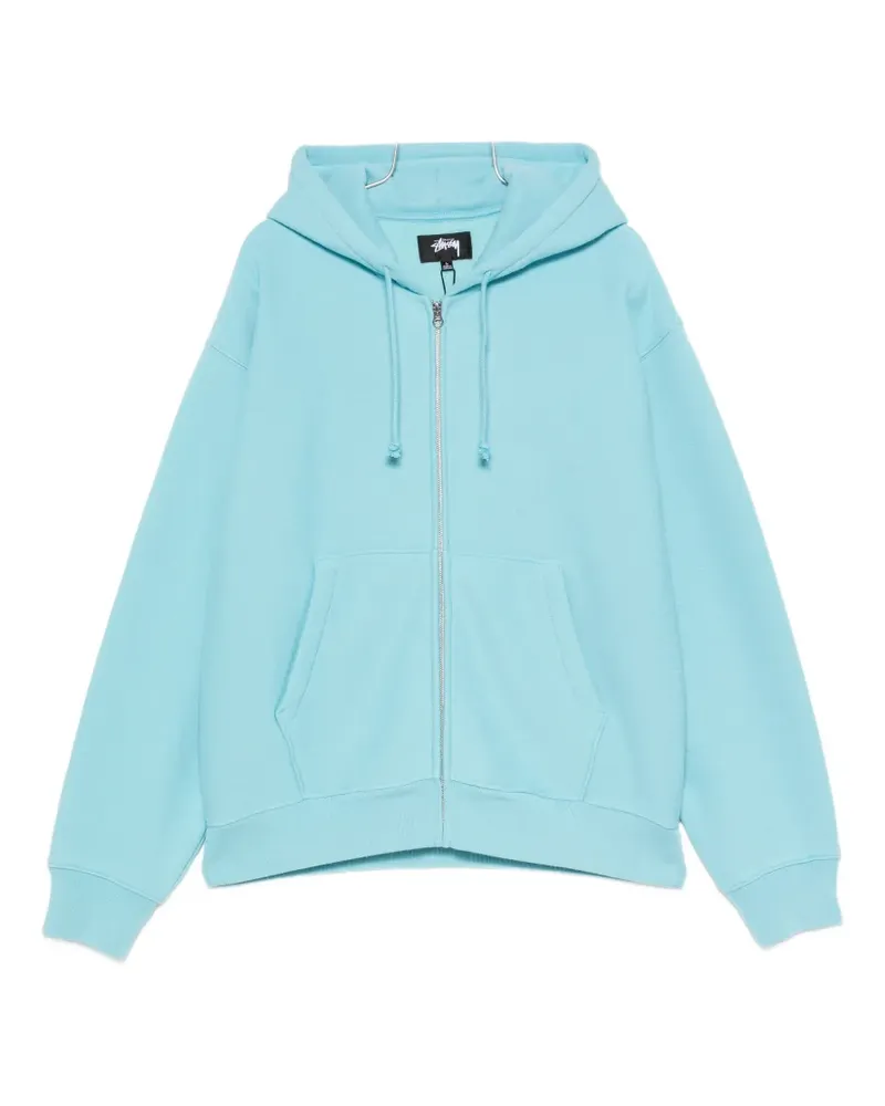 Stüssy logo-embroidered zip-up hoodie - Blau Blau