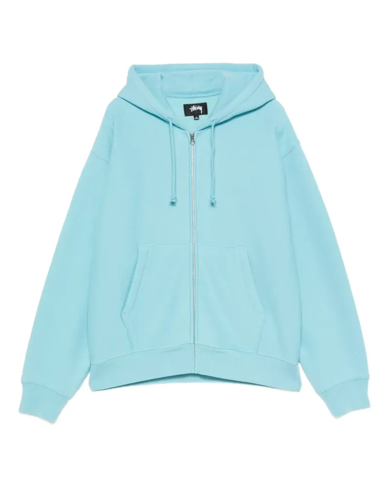Stüssy logo-embroidered zip-up hoodie - Blau Blau