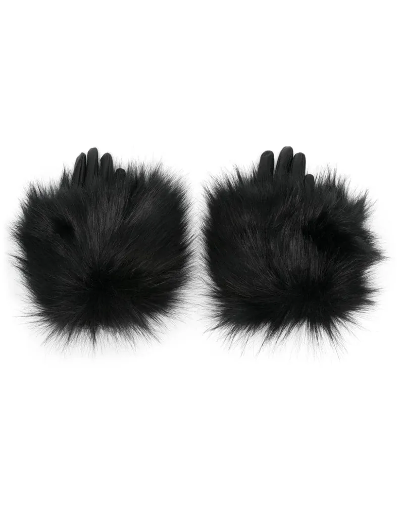 Saint Laurent Handschuhe aus Faux Fur - Schwarz Schwarz