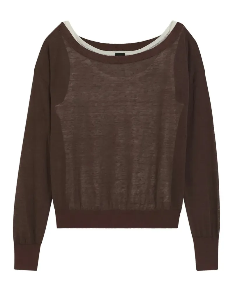 HUGO BOSS fine-knit layered-effect sweater - Braun Braun