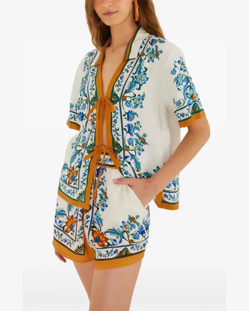 FARM Rio floral-tile shorts - Nude Nude