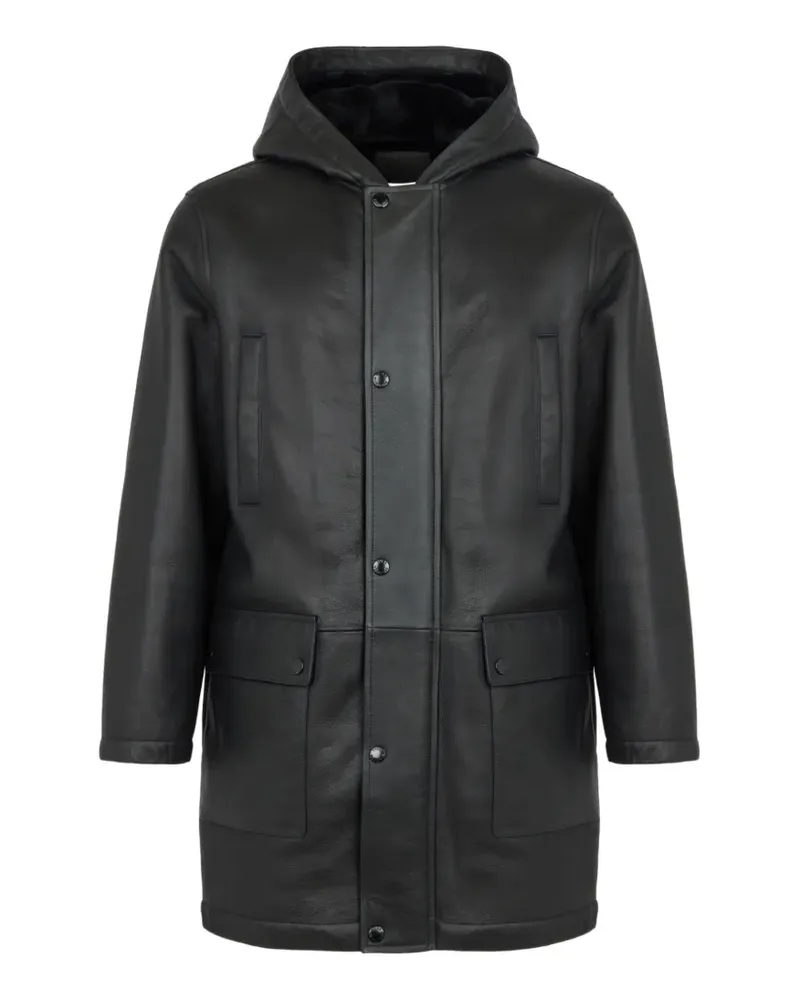 Yves Salomon Kapuzenmantel aus Shearling - Schwarz Schwarz