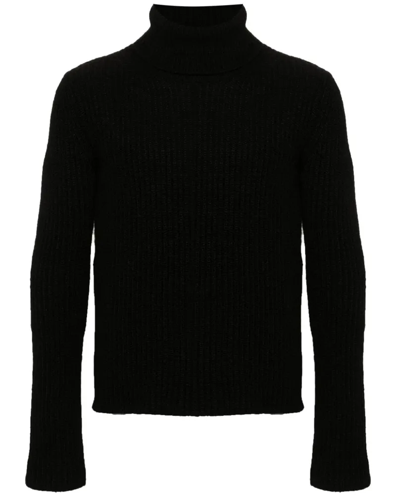 Saint Laurent Gerippter Rollkragenpullover Schwarz