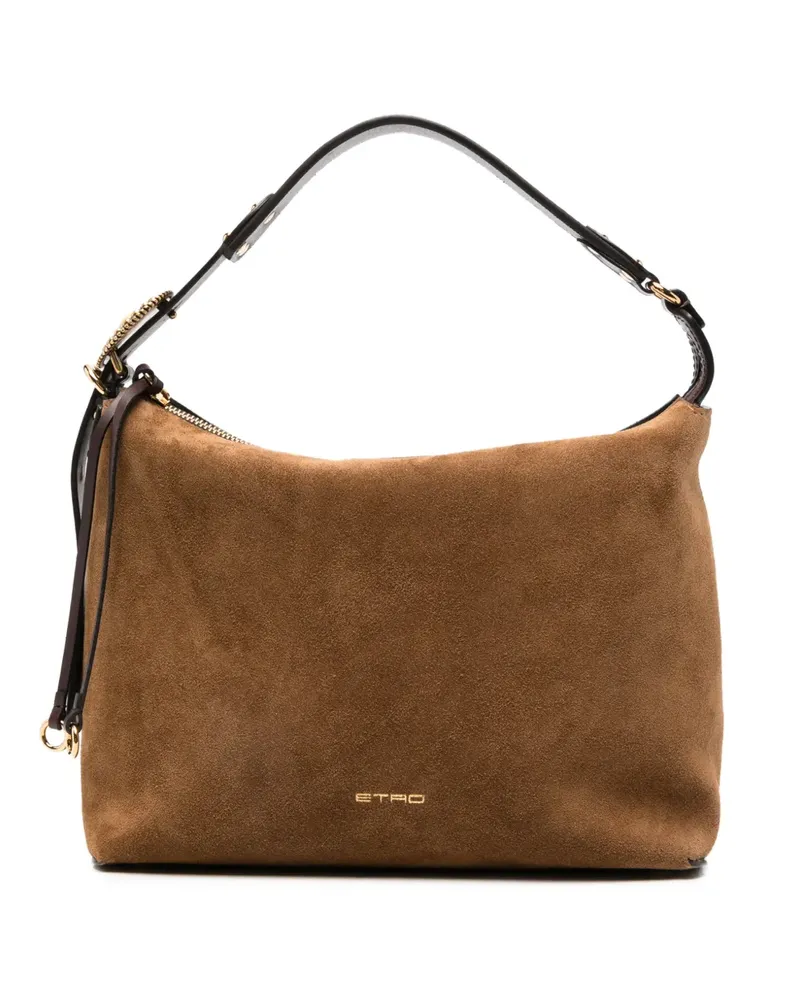 Etro Schultertasche mit Logo-Schild - Braun Braun