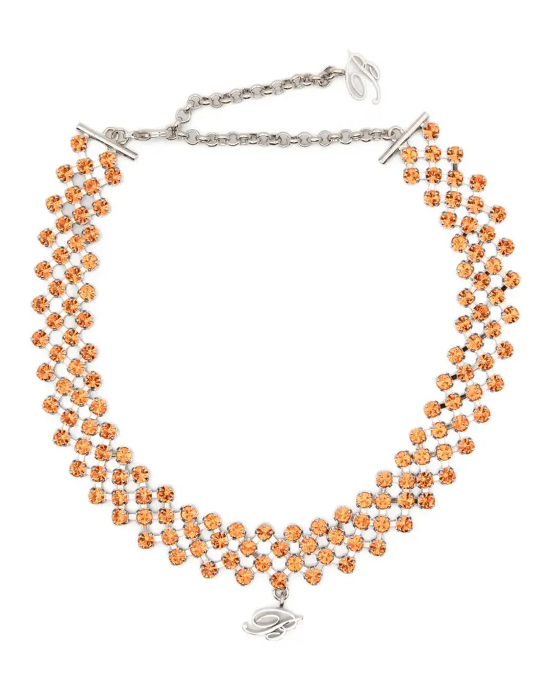 Blumarine crystal-embellished B-logo necklace - Silber Silber