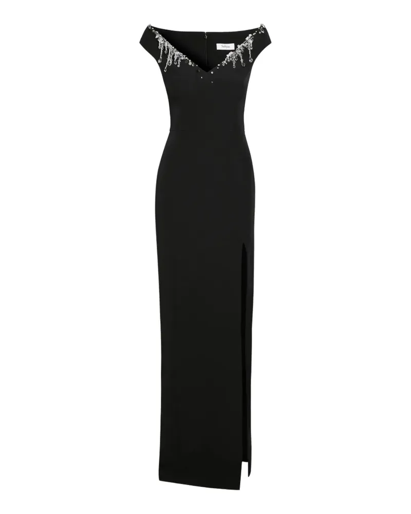 Safiyaa Lucrezia Maxikleid mit Kristallen - Schwarz Schwarz