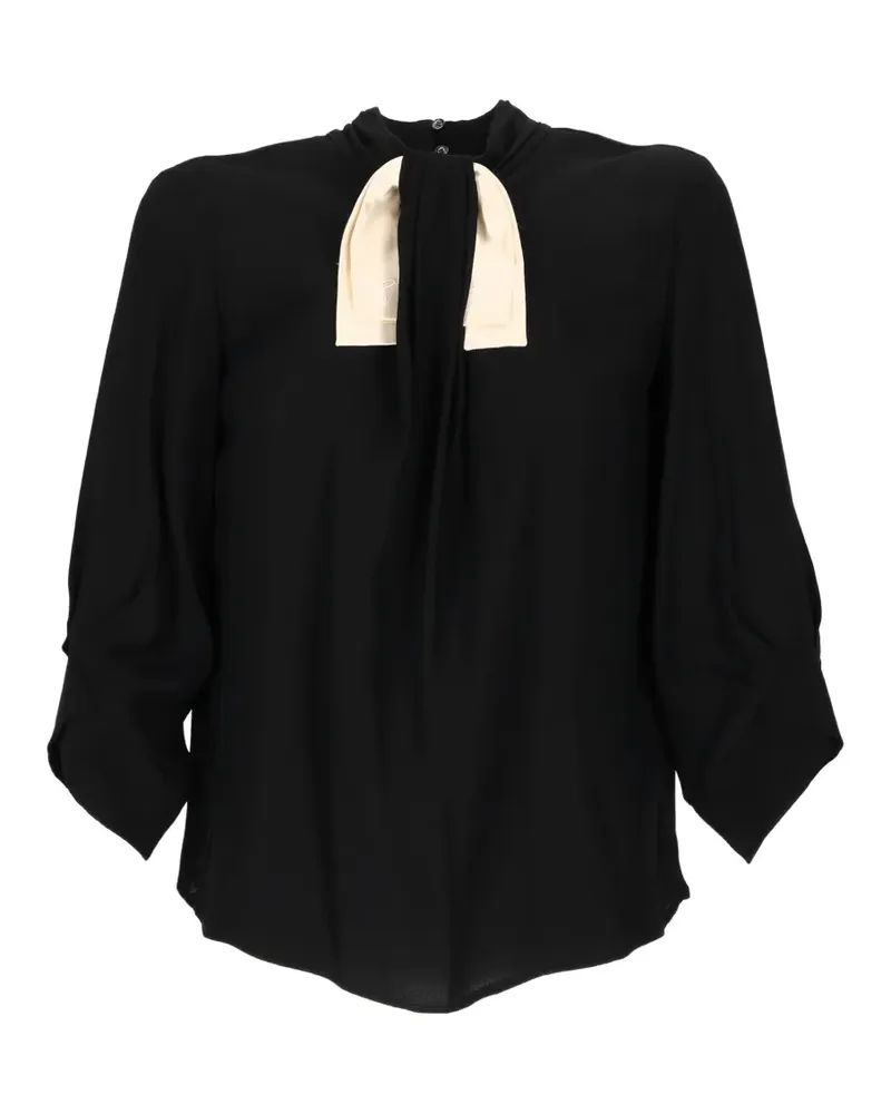 Elisabetta Franchi bow-detail three-quarter-sleeve blouse - Schwarz Schwarz