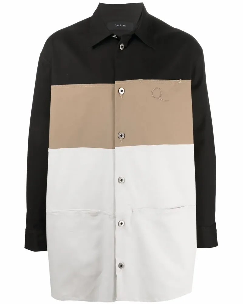 QASIMI Gestreifte Oversized-Hemdjacke - Schwarz Schwarz