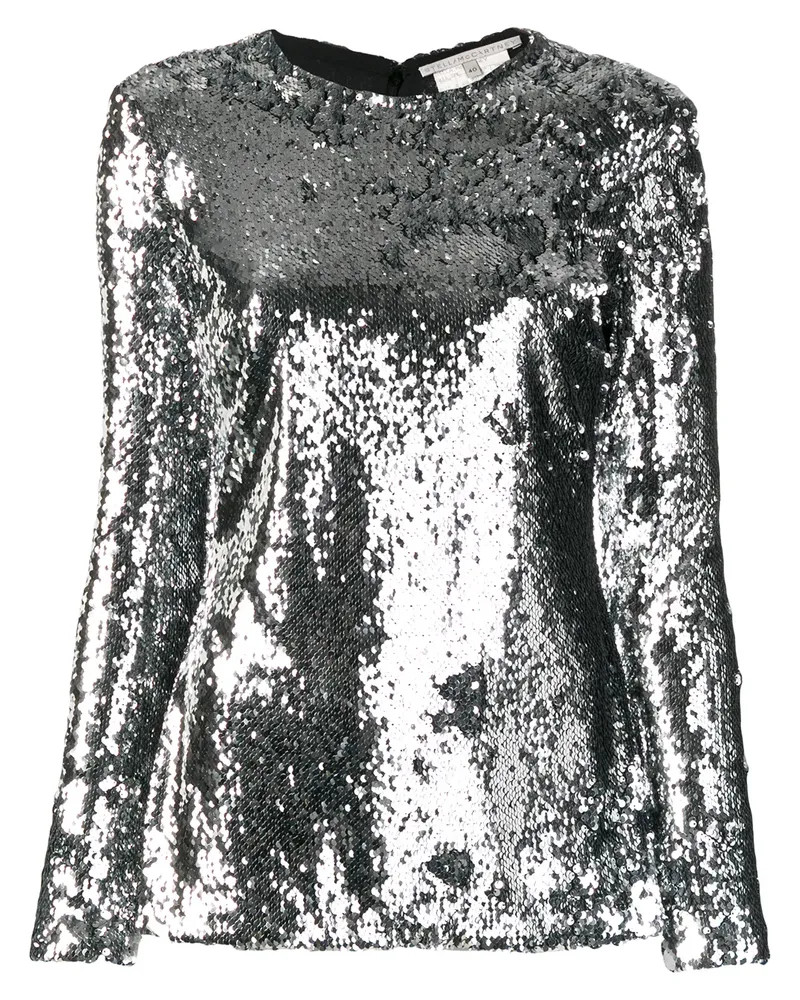 Stella McCartney Oberteil mit Pailletten - Silber Silber