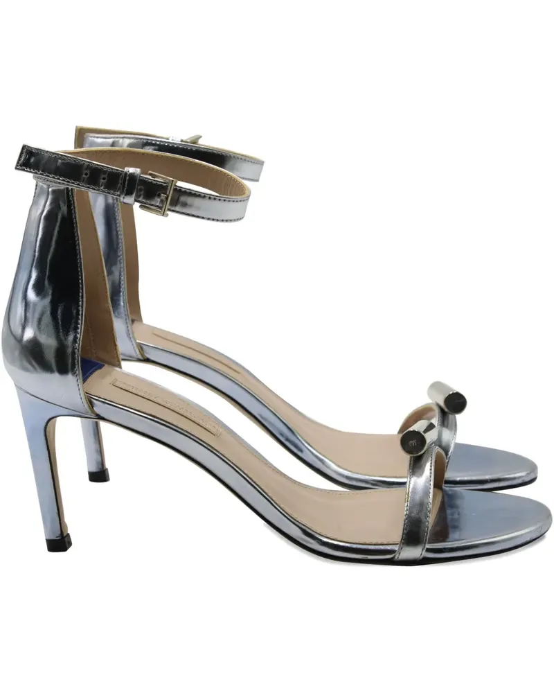 Stuart Weitzman metallic-finish leather sandals - Silber Silber