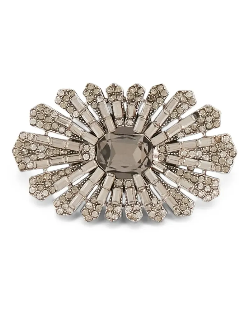 Emporio Armani crystal-embellished oval brooch - Silber Silber
