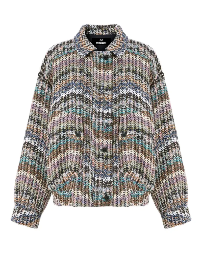 Missoni Paillettenverzierte Jacke in Zickzackstrick - Blau Blau
