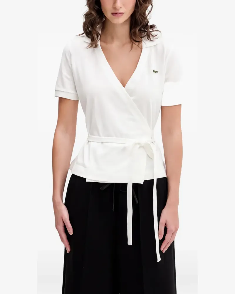Lacoste V-neck tie-detail polo shirt - Weiß Weiß
