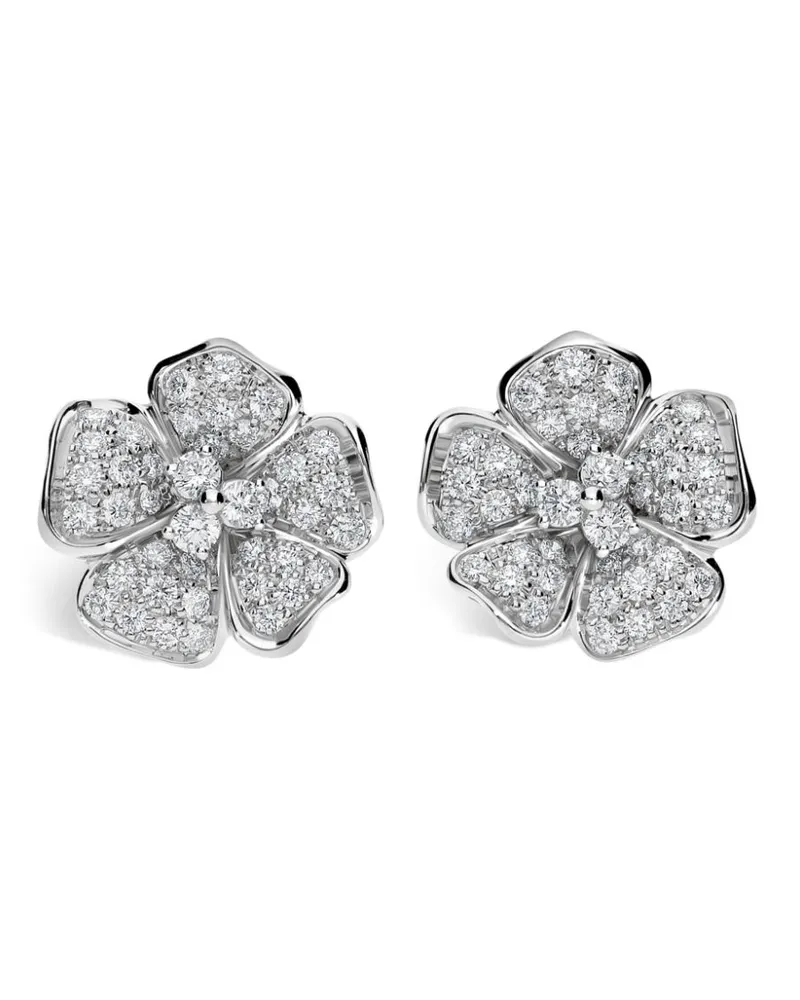 LEO PIZZO 18kt Flora Weißgoldohrringe mit Diamanten - Silber Silber
