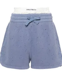 HALFBOY Shorts im Distressed-Look Blau