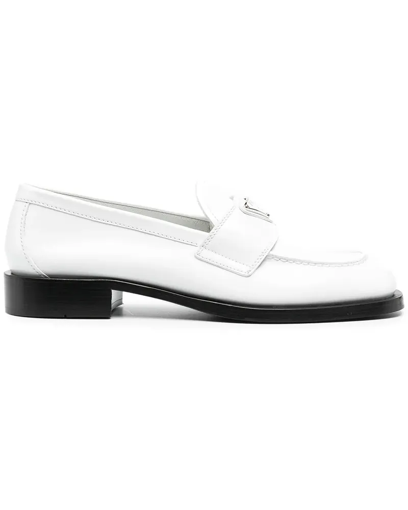 Prada Loafer mit Logo-Schild - Weiß Weiß