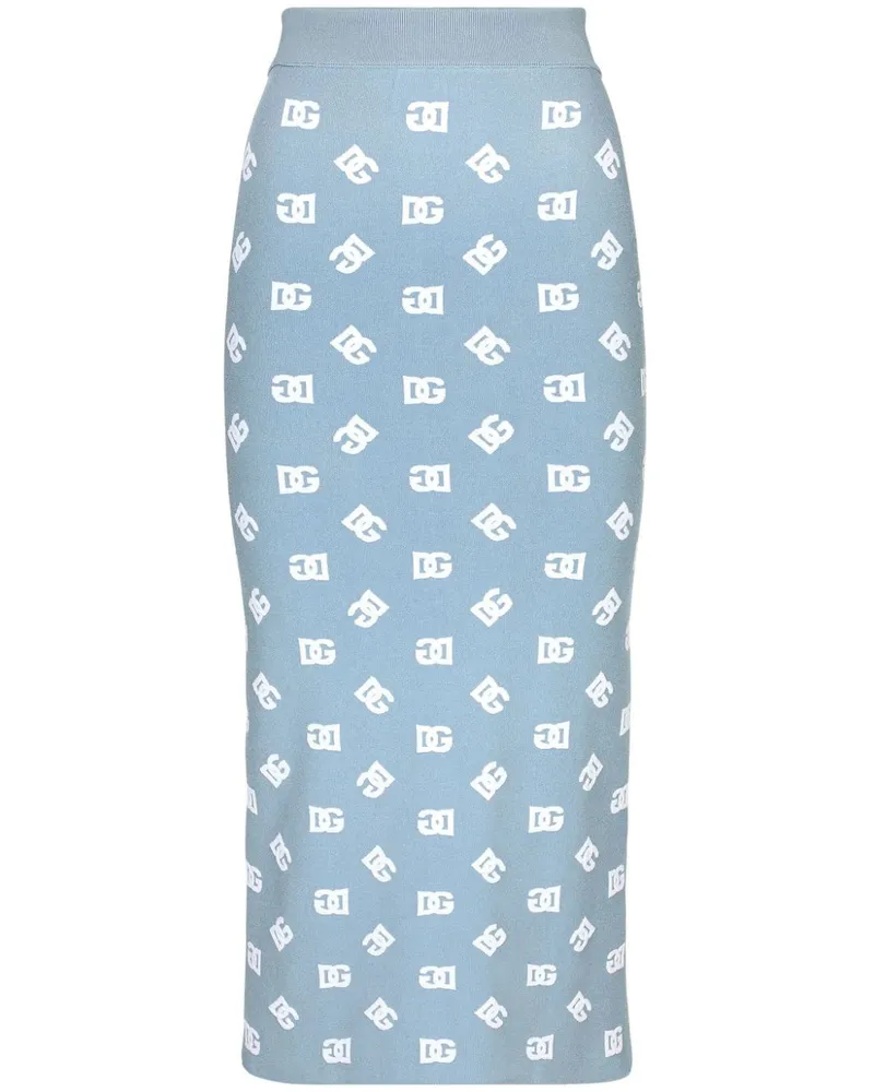 Dolce & Gabbana Gerader Rock mit Logo-Print - Blau Blau