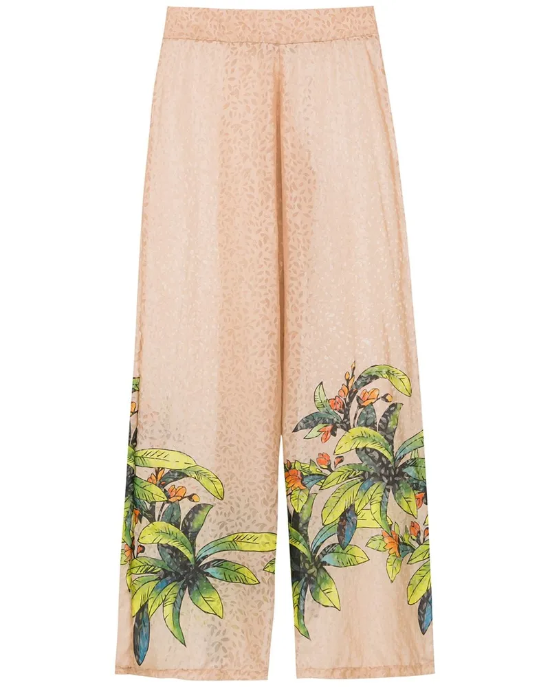 Amir Slama Seidenhose mit Print - Nude Nude