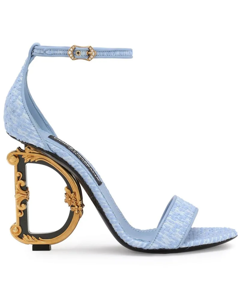 Dolce & Gabbana Bouclé-Sandalen mit barockem DG-Absatz 105mm - Blau Blau