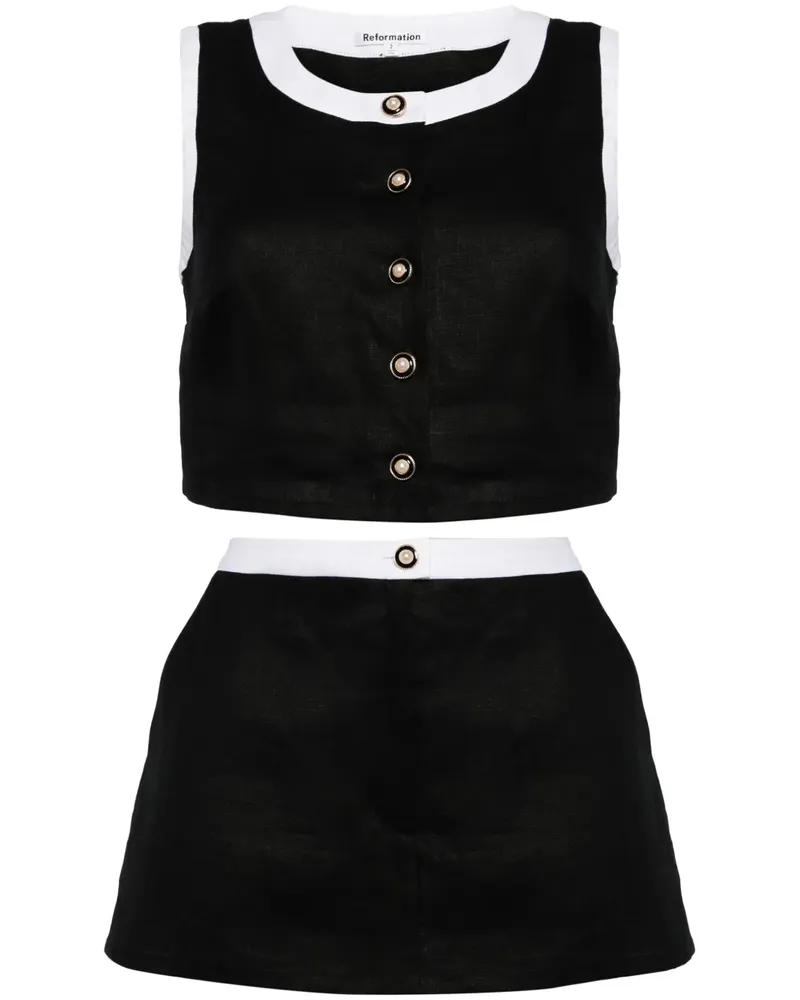 Reformation Zweiteiliges Roxy Set aus Leinen - Schwarz Schwarz