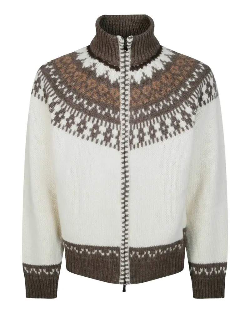Altea Cardigan aus Jacquard-Strick mit Reißverschluss - Weiß Weiß