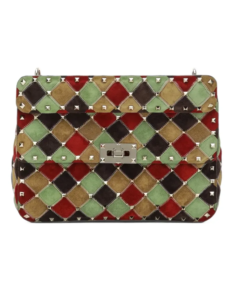 Valentino Garavani medium Rockstud patchwork shoulder bag - Braun Braun