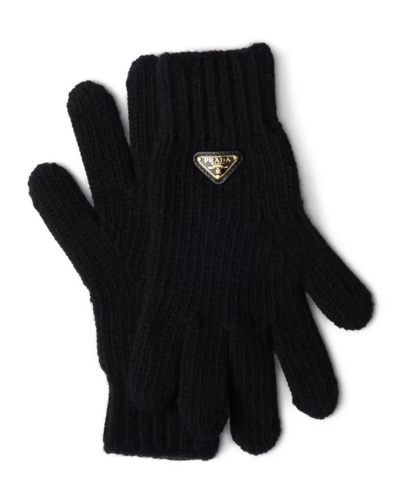 Prada Handschuhe mit Triangel-Logo - Schwarz Schwarz