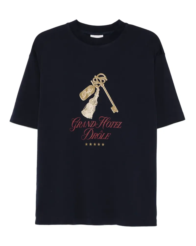 Drôle de Monsieur Le Grand Hôtel T-Shirt mit Quasten - Blau Blau