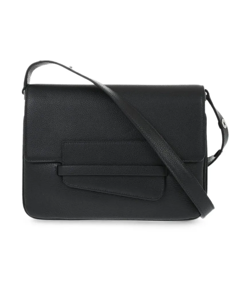 IL BISONTE hammered-texture leather shoulder bag - Schwarz Schwarz