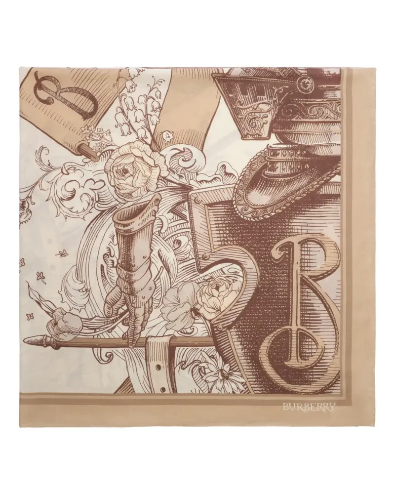 Burberry Etched Knight cashmere silk scarf - Nude Nude