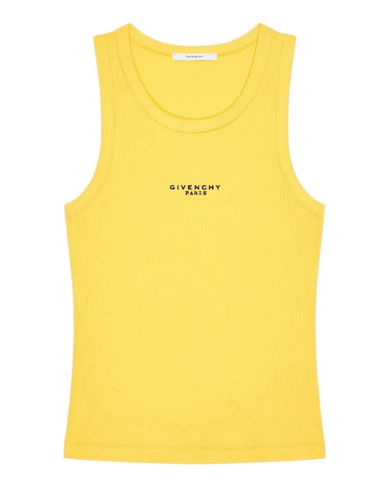 Givenchy Schmales Tanktop aus Baumwolle mit  Paris-Print - Gelb Gelb
