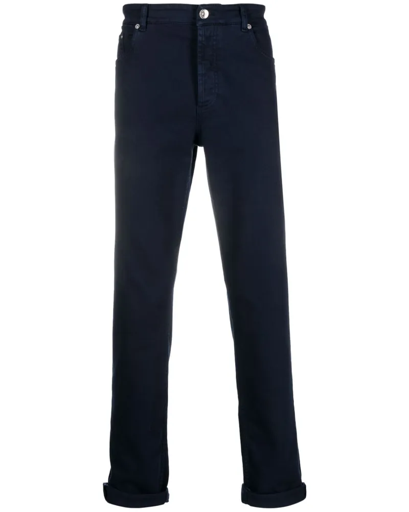 Brunello Cucinelli Halbhohe Straight-Leg-Jeans - Blau Blau